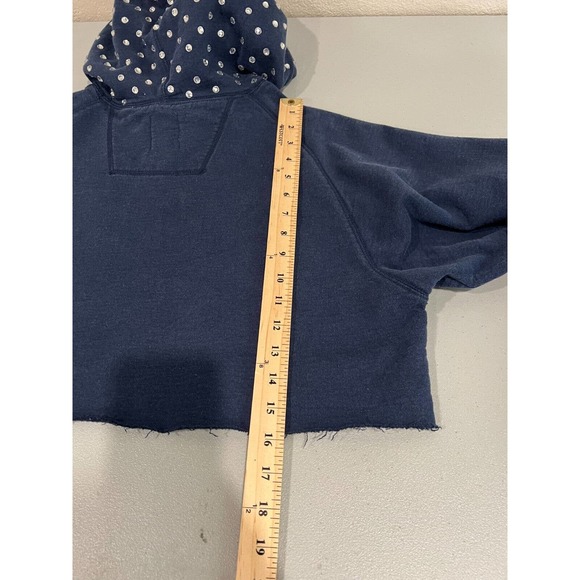 Furst Of A Kind Womens Cropped Hoodie Studded‎ Drawstring Gonzaga Bulldog Blue - Picture 9 of 11